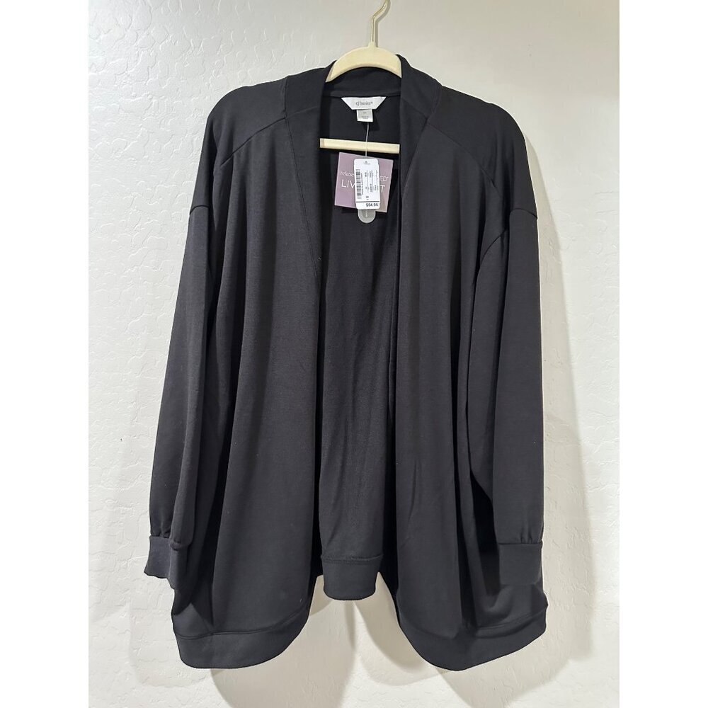 Christopher & Banks Women's Open Front Cardigan Black with Pockets Size 2X NWT